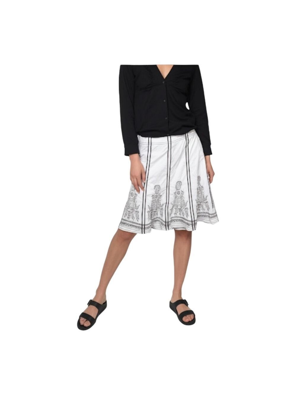 Motto White w/Black Embroidery Flare Skirt Size 16 EUC Boho